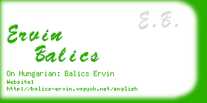 ervin balics business card